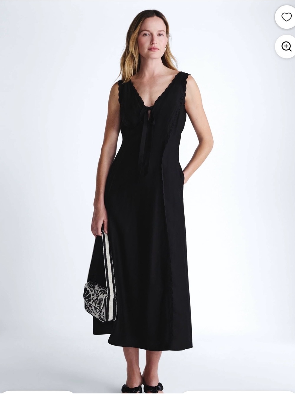 Sleeveless Black V-Neck Maxi Dress with Tie Detail